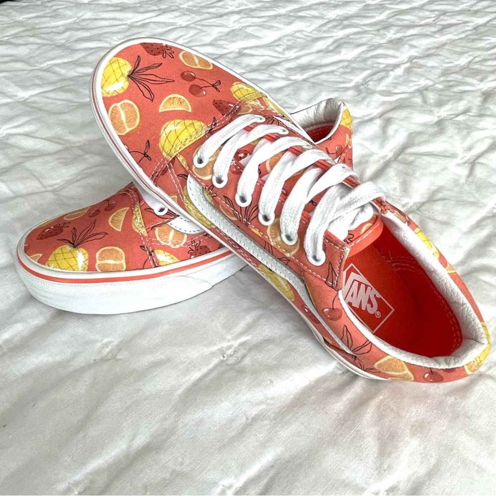 NEW Vans Old Skool Fruity Coral Low Top Sneaker Youth Junior 5.5 Womens 7 Orange